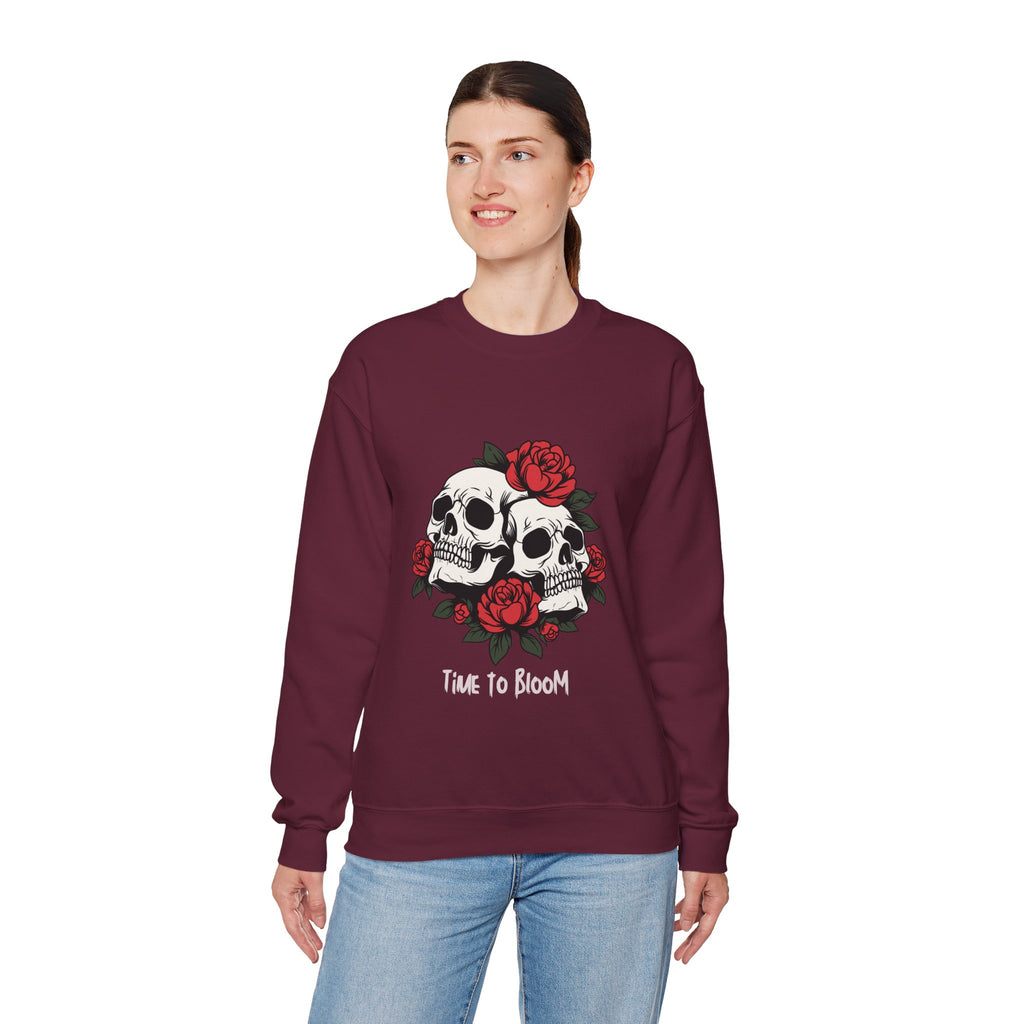 Time to Bloom Skull & Rose Women's Sweatshirt