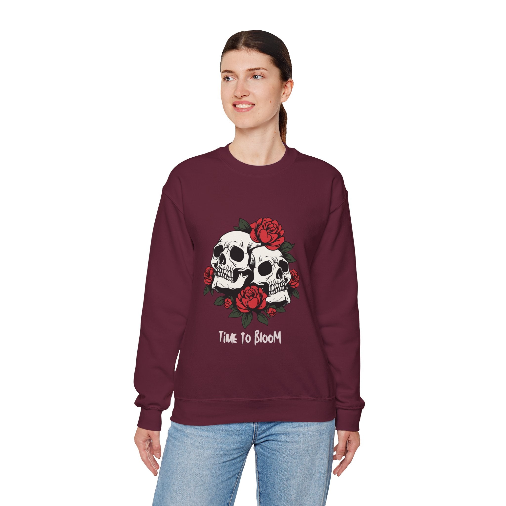 Time to Bloom Skull & Rose Women's Sweatshirt