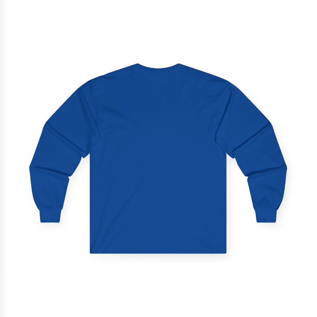 Blue long-sleeve shirt on a white background