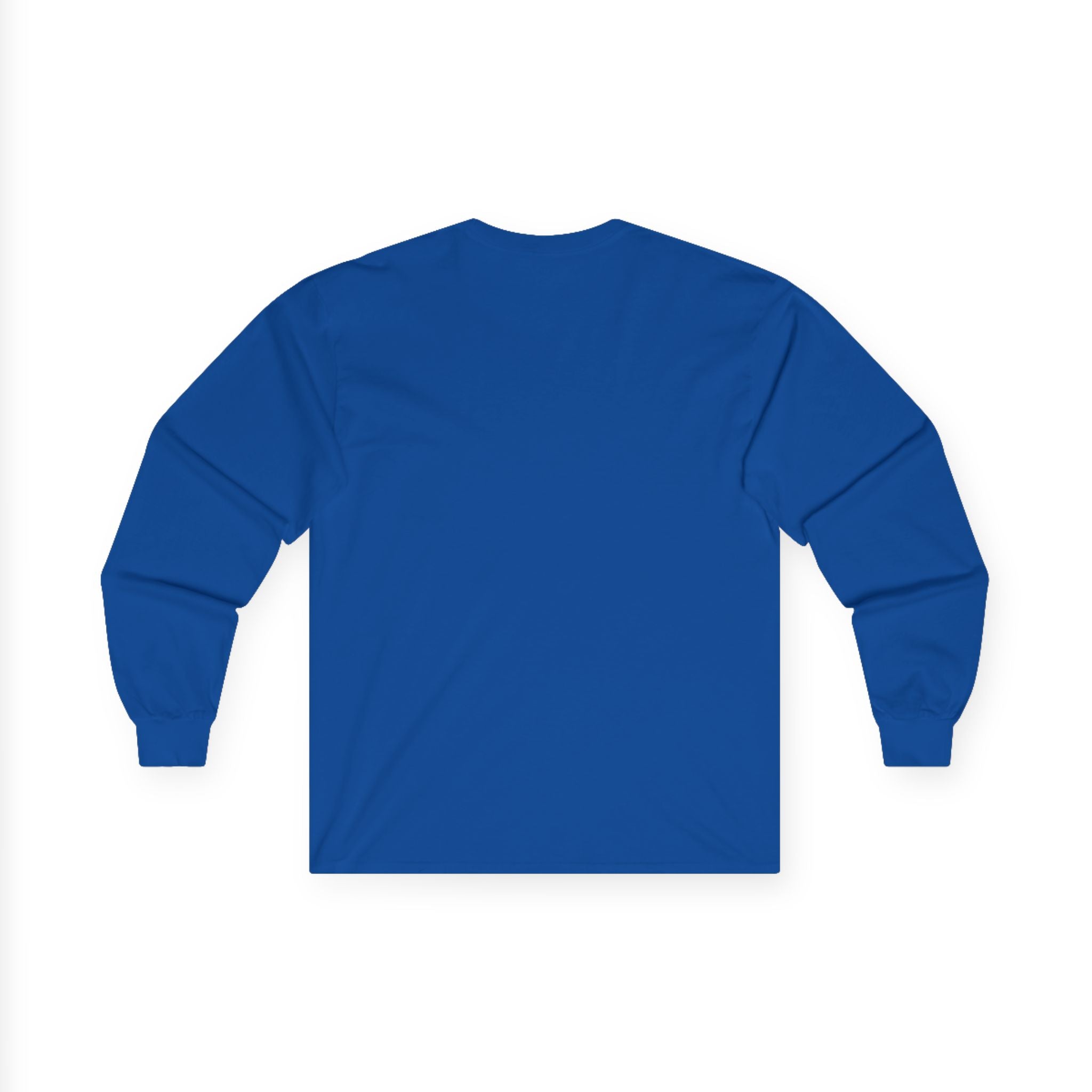Blue long-sleeve shirt on a white background