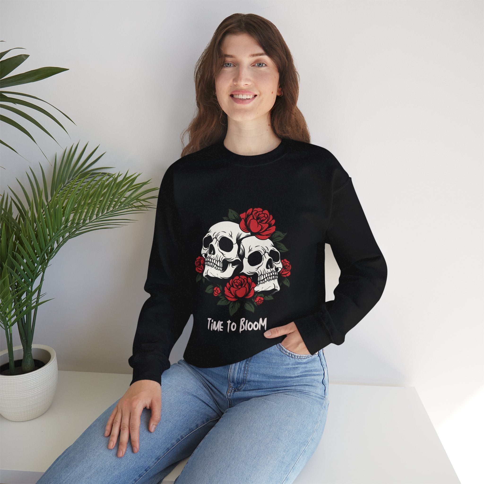 Time to Bloom Skull & Rose Women's Sweatshirt