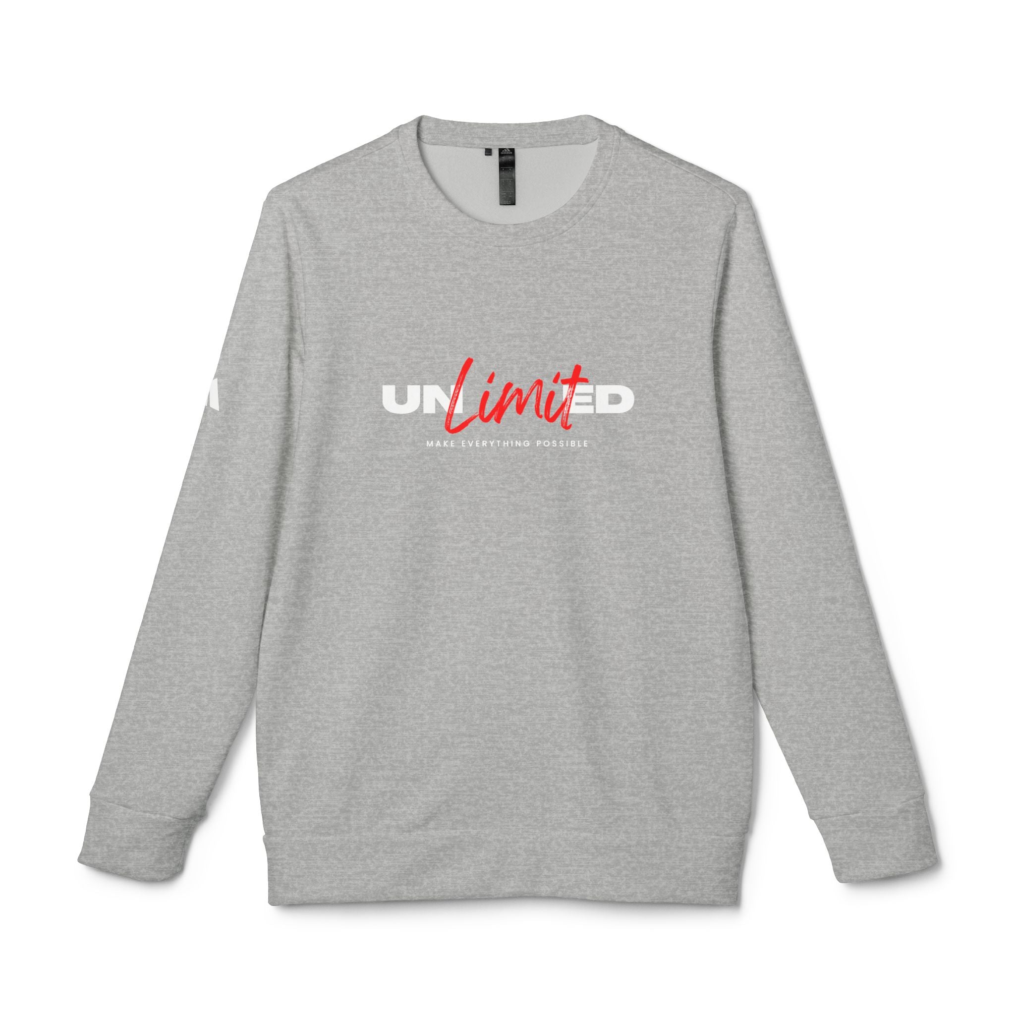 Gray sweatshirt with 'UNLIMITED' logo on a white background