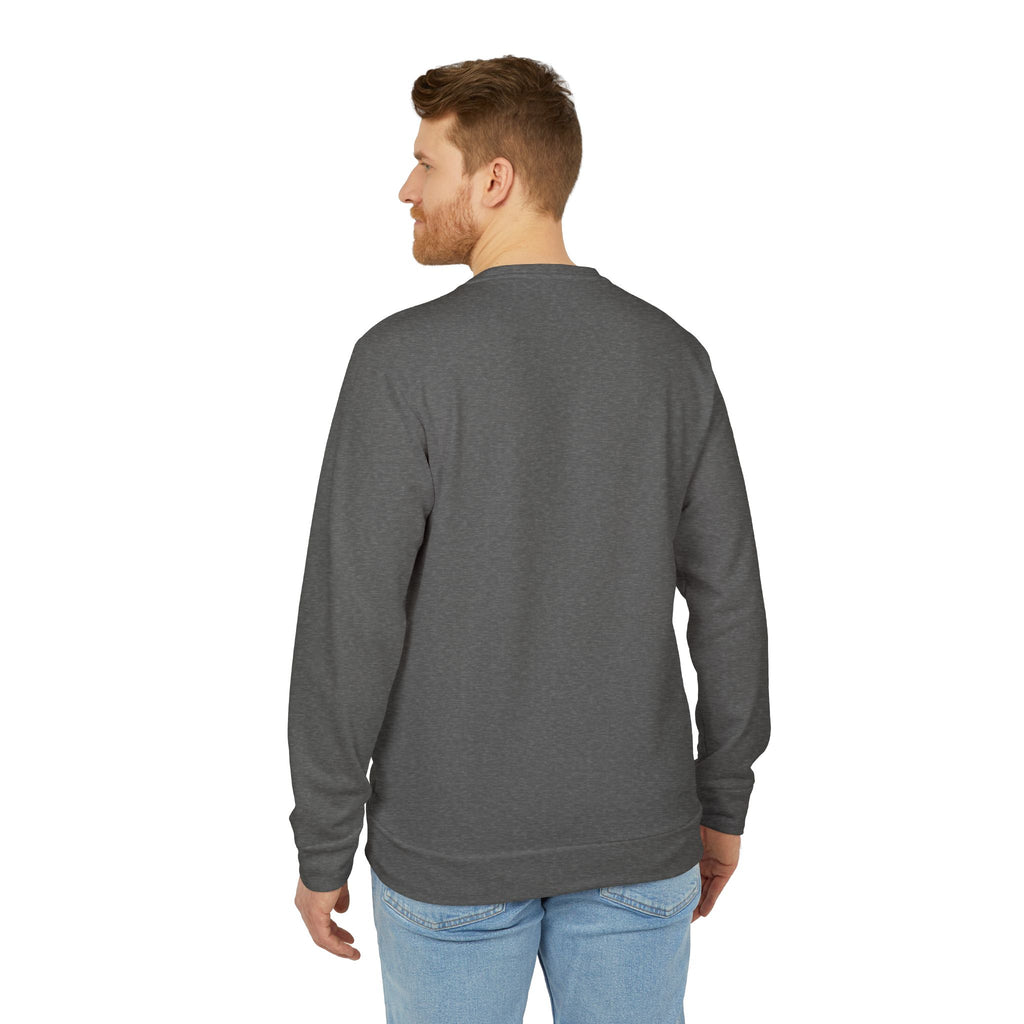 Man wearing a gray sweatshirt on a white background