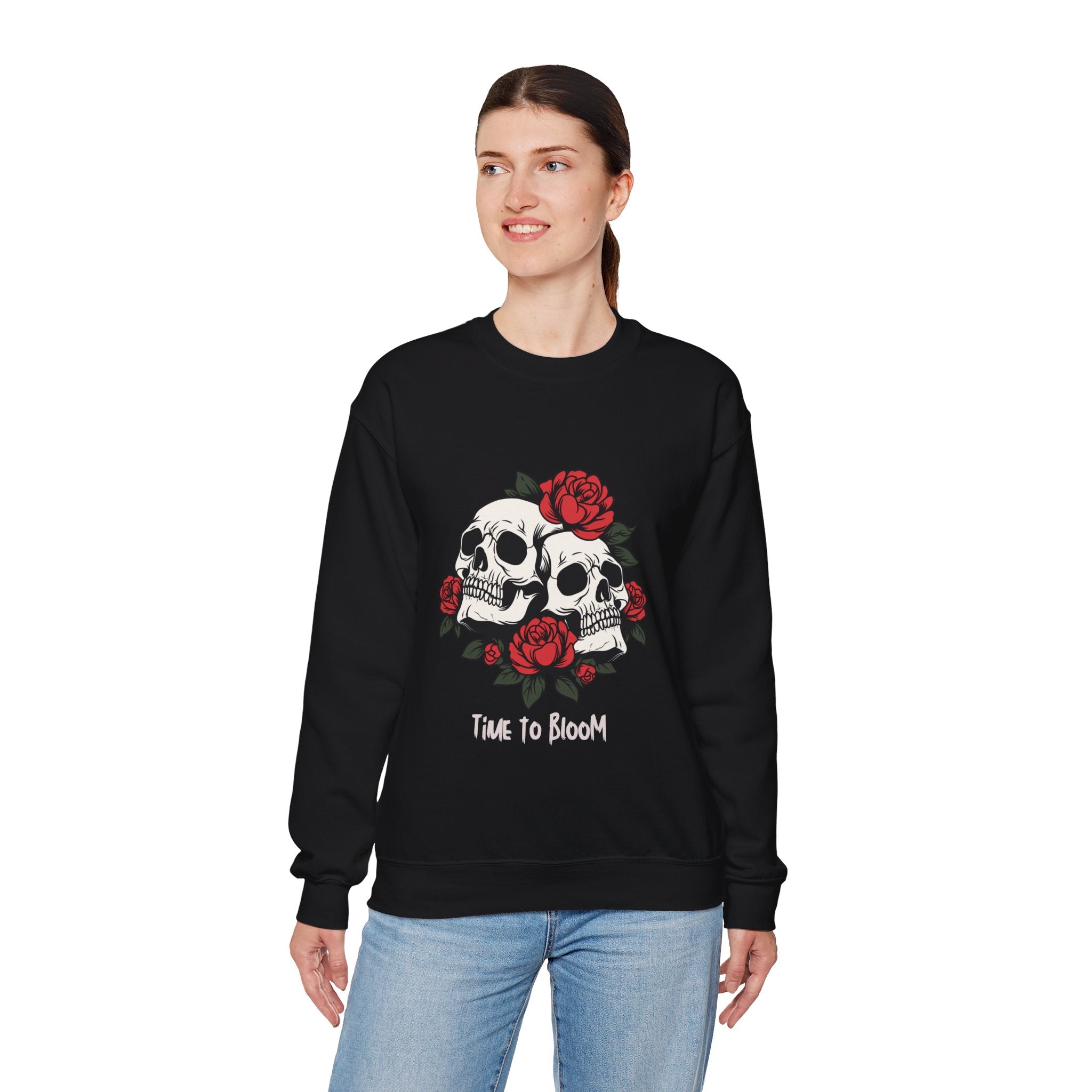 Time to Bloom Skull & Rose Women's Sweatshirt