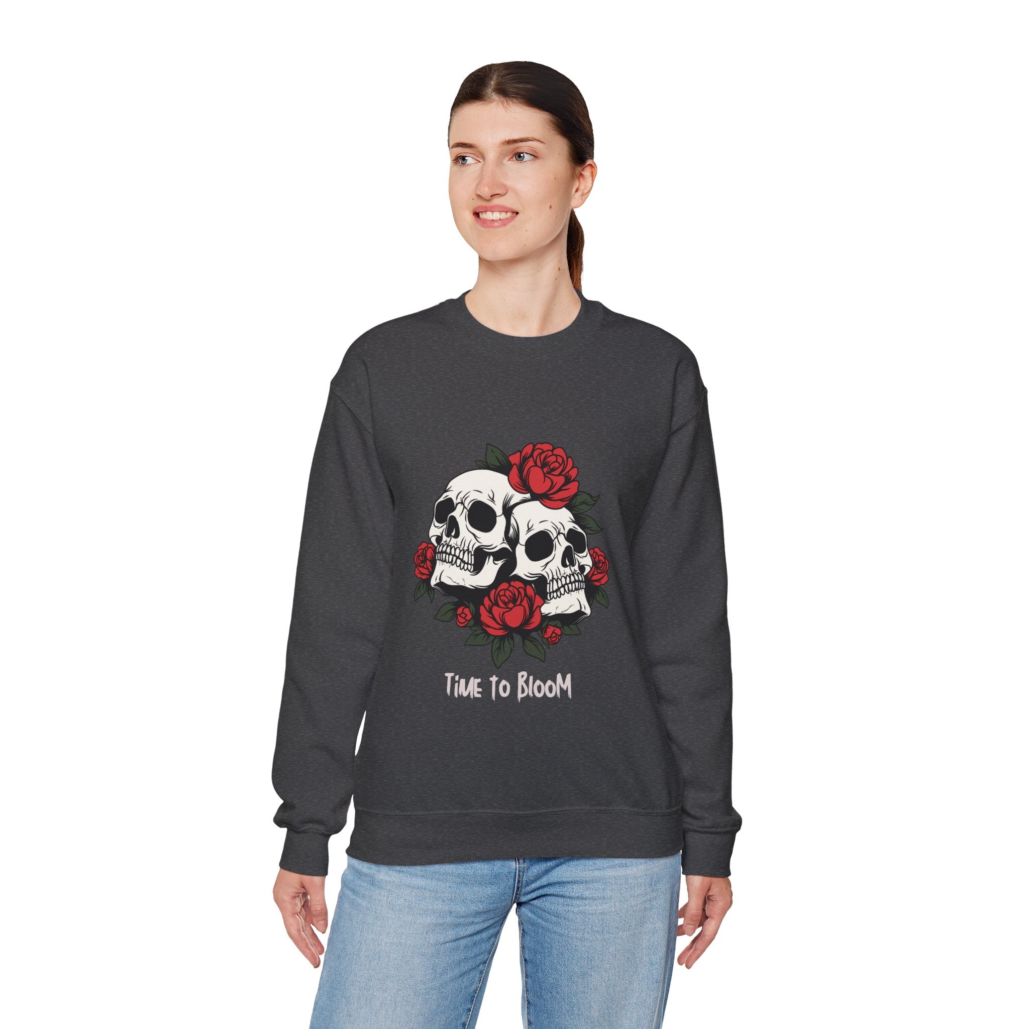 Time to Bloom Skull & Rose Women's Sweatshirt