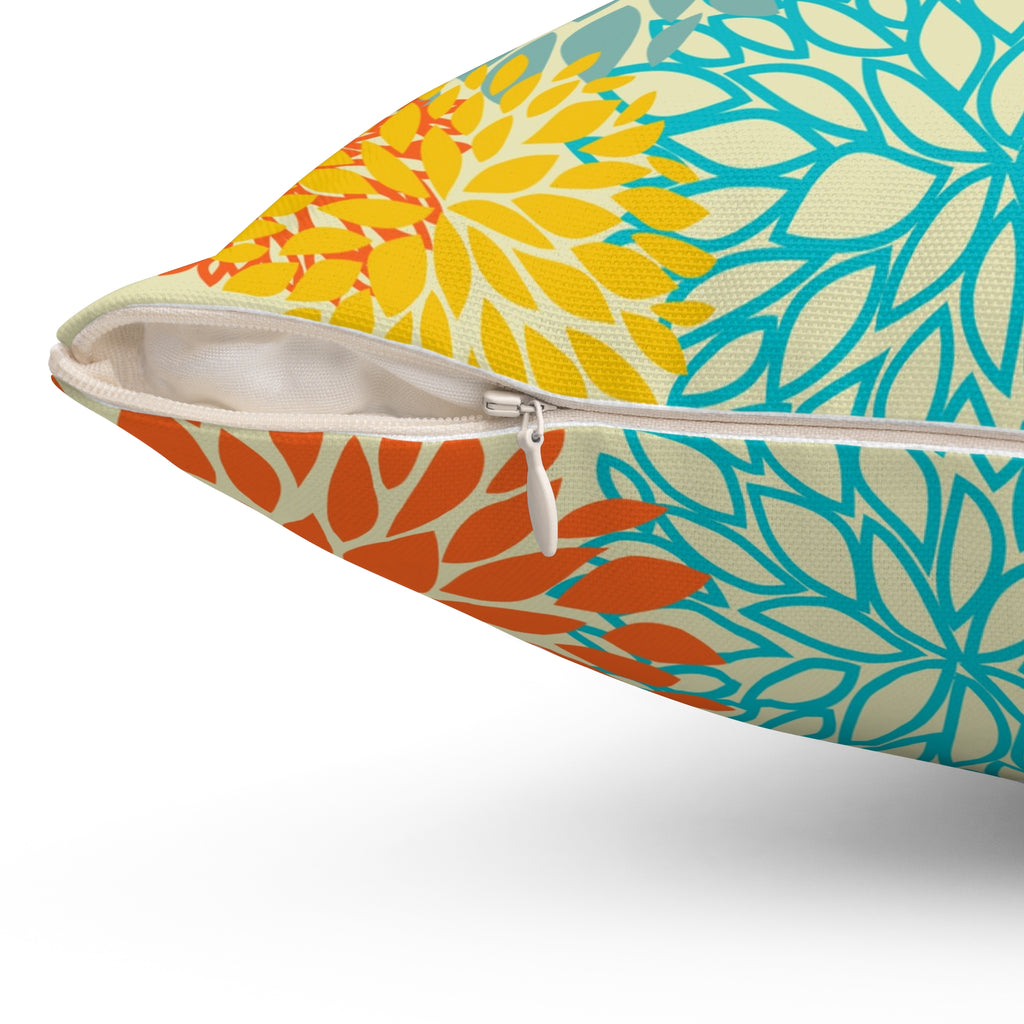 Colorful floral-patterned pouch with a zipper on a white background