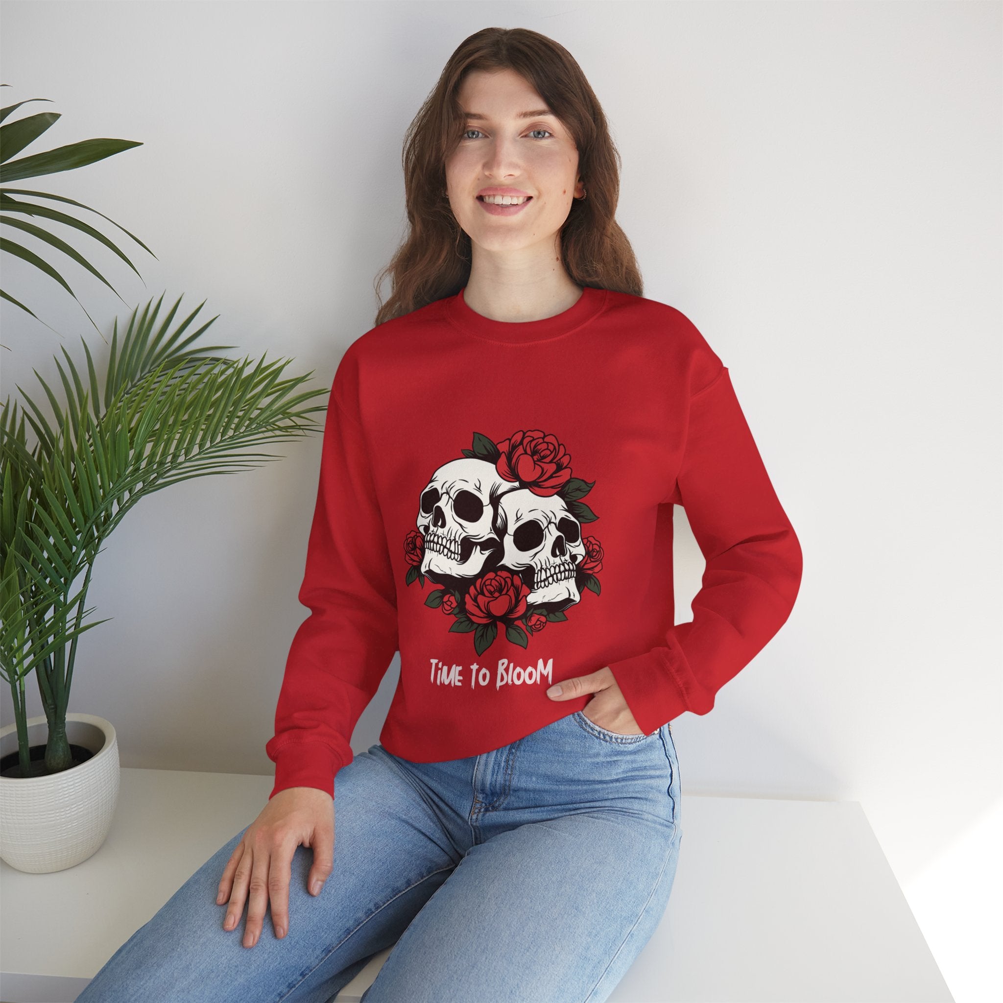Time to Bloom Skull & Rose Women's Sweatshirt
