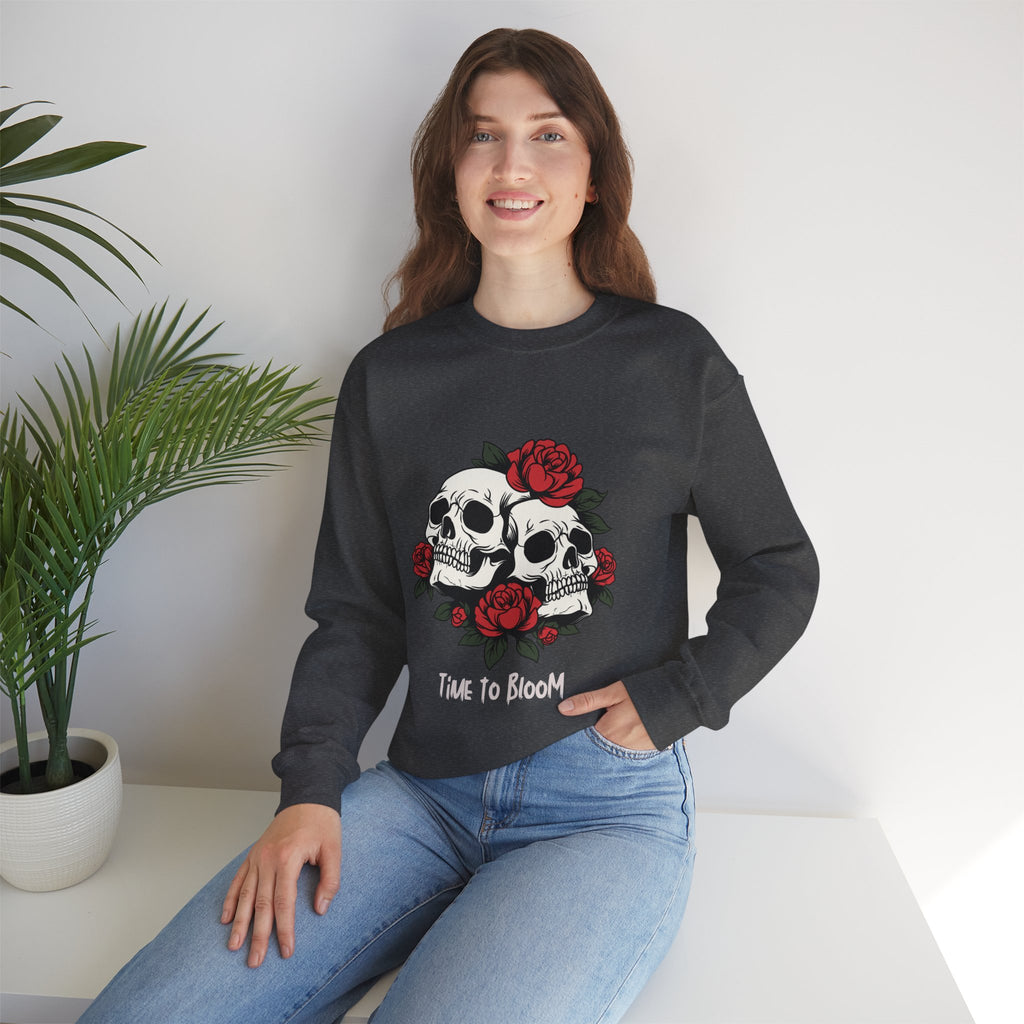 Time to Bloom Skull & Rose Women's Sweatshirt