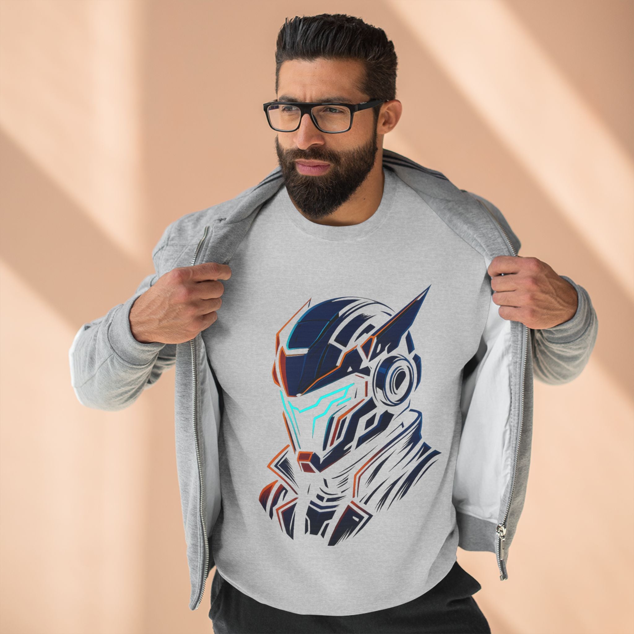 Cyberpunk Samurai Helmet Neon T-Shirt - Male