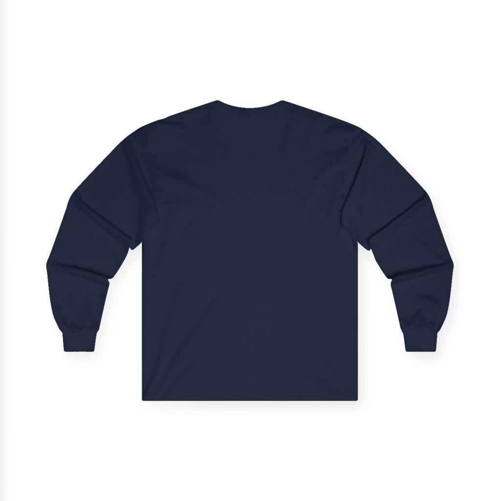 Navy blue long-sleeve shirt on a white background