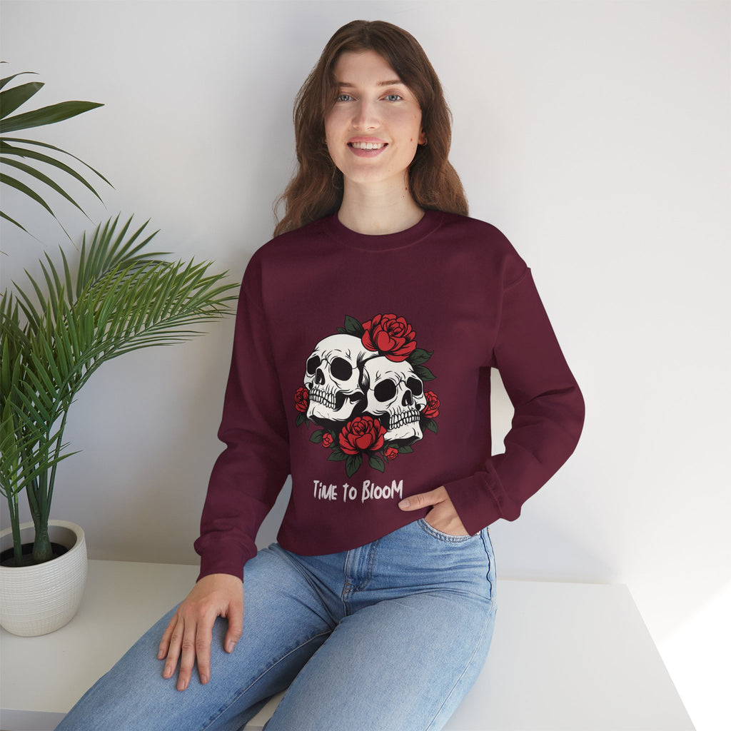 Time to Bloom Skull & Rose Women's Sweatshirt