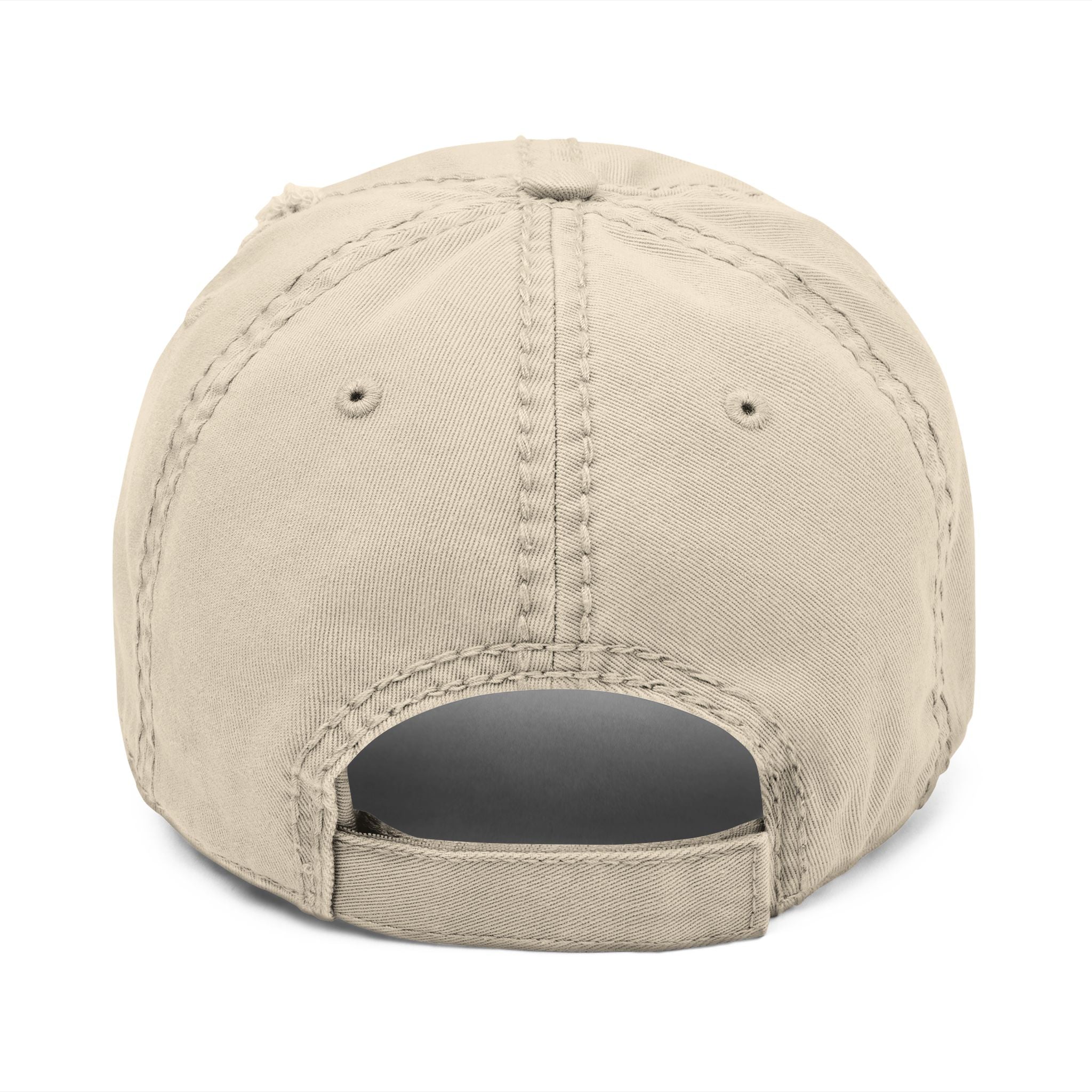 Beige baseball cap with open back on a white background