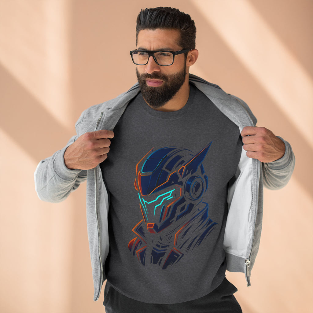 Cyberpunk Samurai Helmet Neon T-Shirt - Male