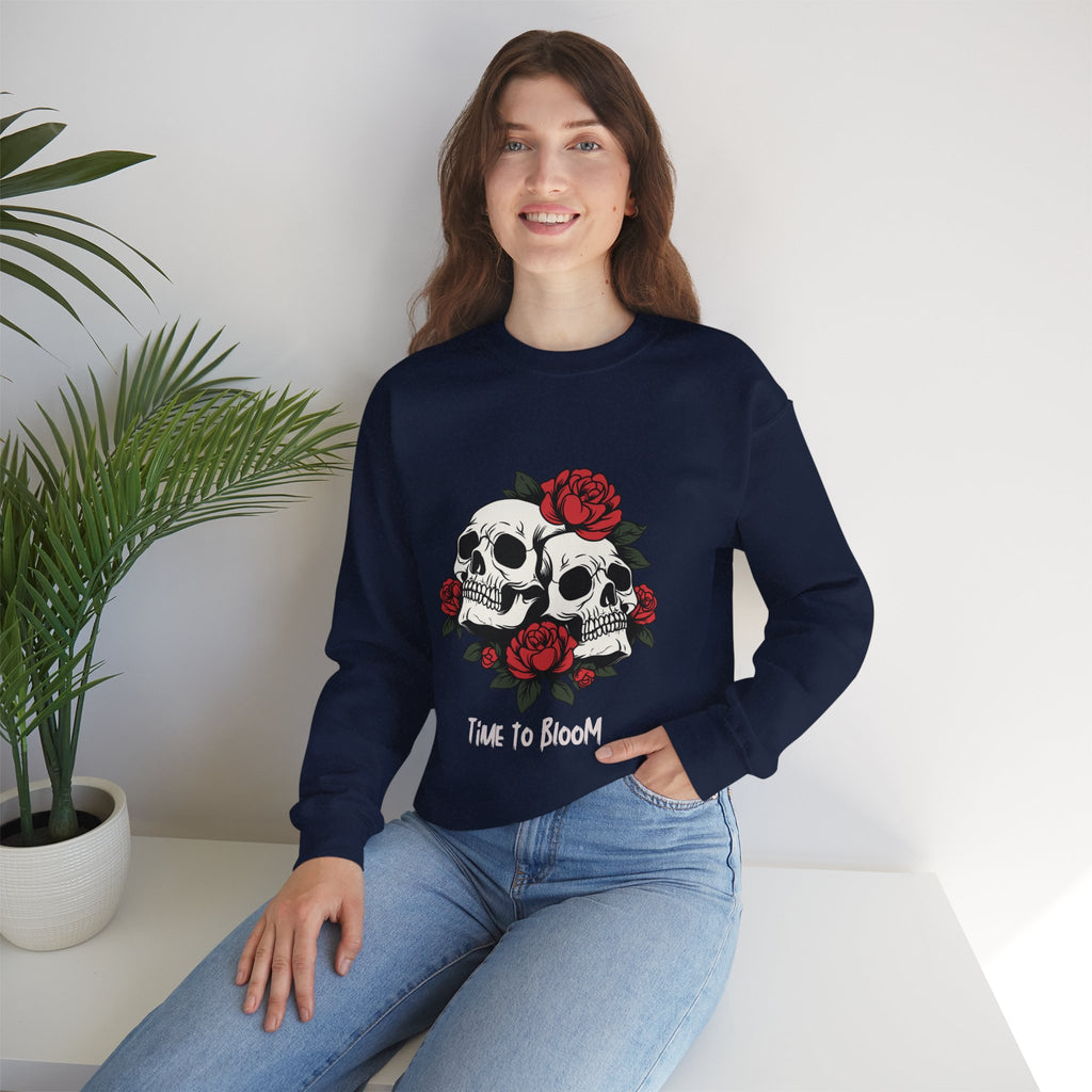 Time to Bloom Skull & Rose Women's Sweatshirt